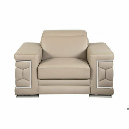 HOMEROOTS 114 in. Modern Beige Leather Sofa Set 329717